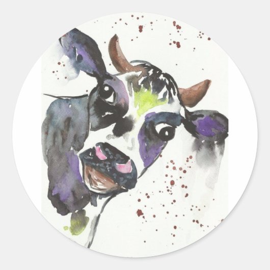 Sticker Rond Vache bizarre (Devant)