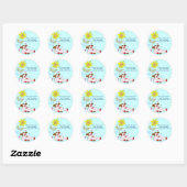 Sticker Rond Vache blanche avec fleur (Feuille)