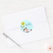 Sticker Rond Vache blanche avec fleur (Enveloppe)