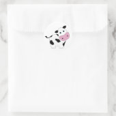 Sticker Rond Vache blanche mignonne (Sac)