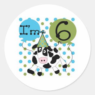 Sticker Rond Vache bleue 6e anniversaire