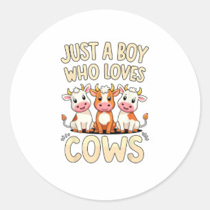 Sticker Rond Vache _ Boys & Toddler, Juste Un Garçon Qui Aime L