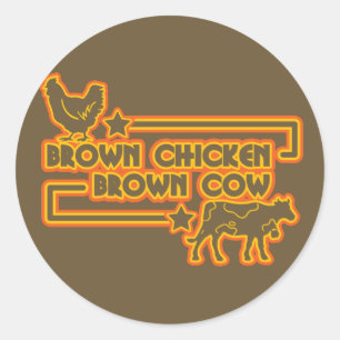 Sticker Rond Vache Brown à brun de poulet
