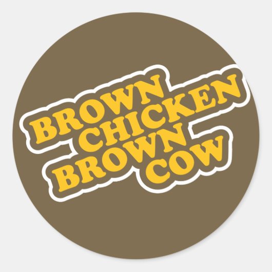 Sticker Rond Vache Brown à brun de poulet (Devant)