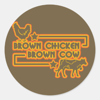 Sticker Rond Vache Brown Brown au poulet
