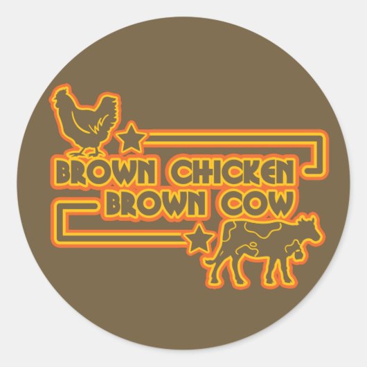 Sticker Rond Vache Brown Brown au poulet (Devant)