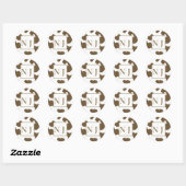 Sticker Rond Vache Brown et blanche Imprimer Pays Western Rodeo (Feuille)