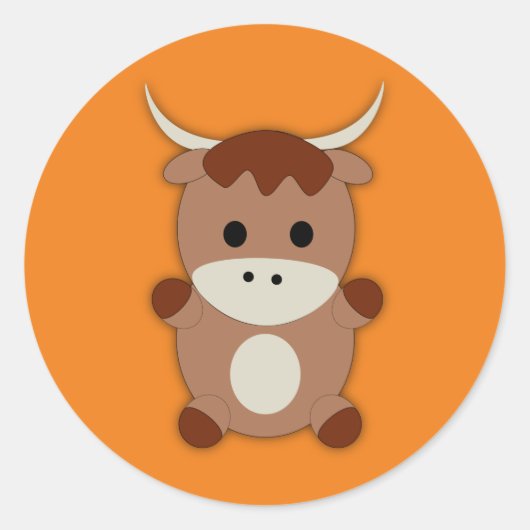 Sticker Rond Vache Brown mignonne (Devant)