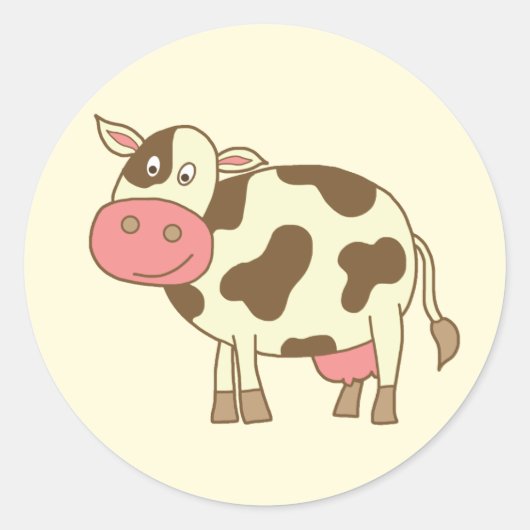 Sticker Rond Vache caricaturale Brown (Devant)