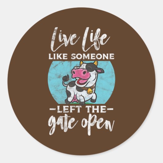 Sticker Rond Vache Chasse Heifer Fermier Vache Lover Propriétai (Devant)