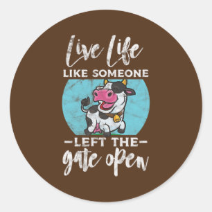 Sticker Rond Vache Chasse Heifer Fermier Vache Lover Propriétai