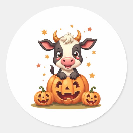 Sticker Rond Vache citrouille Patch (Devant)