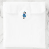 Sticker Rond Vache comme agent de police avec casquette de poli (Sac)