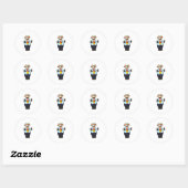 Sticker Rond Vache comme enseignant avec Cravate (Feuille)