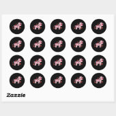 Sticker Rond Vache de fraise mignonne Vache rose (Feuille)