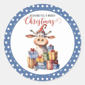 Sticker Rond Vache de Noël Pun (Devant)