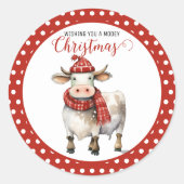 Sticker Rond Vache de Noël Pun (Devant)