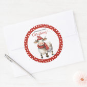 Sticker Rond Vache de Noël Pun (Enveloppe)