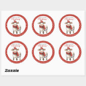 Sticker Rond Vache de Noël Pun (Feuille)