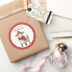 Sticker Rond Vache de Noël Pun