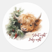 Sticker Rond Vache des Highlands endormie (Devant)