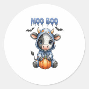 Sticker Rond Vache d'Halloween Moo Boo