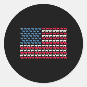 Sticker Rond Vache Drapeau Américain Génisse États-Unis 4 Juill