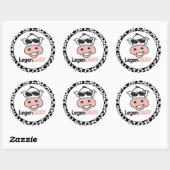Sticker Rond Vache drôle de jeu de mots (Feuille)