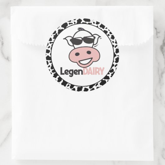 Sticker Rond Vache drôle de jeu de mots (Sac)