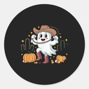 Sticker Rond Vache drôle d'Halloween Fantôme Western automne Po