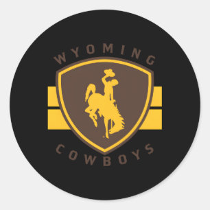 Sticker Rond Vache du Wyoming Bande dorée