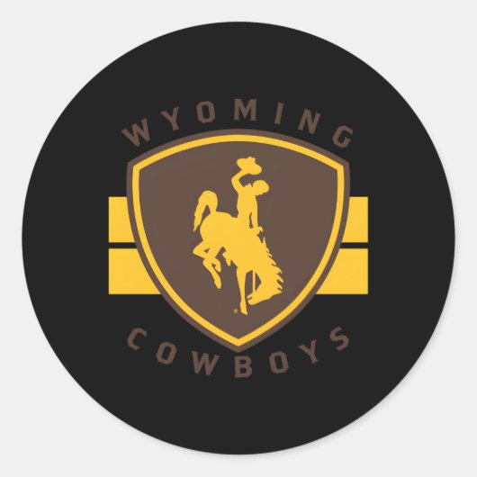 Sticker Rond Vache du Wyoming Bande dorée (Devant)