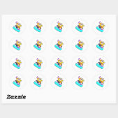Sticker Rond Vache en snowboard avec snowboard (Feuille)