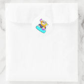 Sticker Rond Vache en snowboard avec snowboard (Sac)