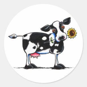 Sticker Rond Vache ensoleillée