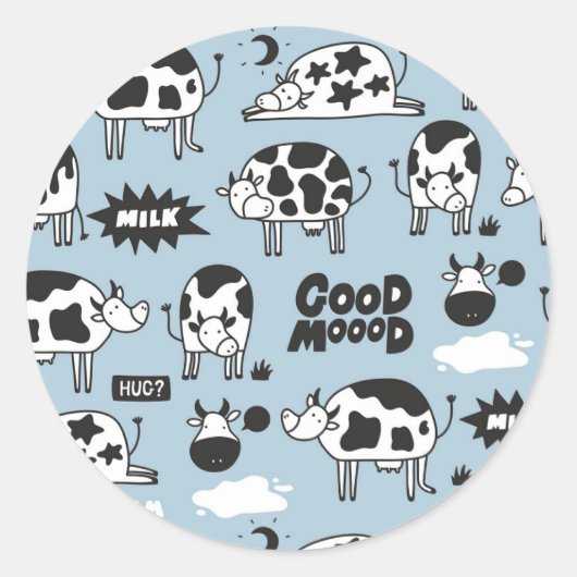 Sticker Rond Vache et lait (Devant)
