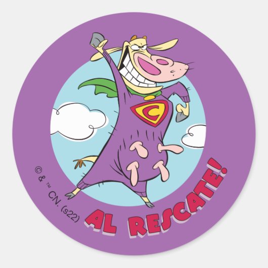 Sticker Rond Vache et poulet Super Vache Al Rescate! (Devant)
