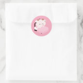 Sticker Rond Vache fatiguée mignonne (Sac)