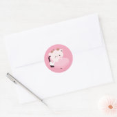 Sticker Rond Vache fatiguée mignonne (Enveloppe)