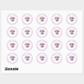 Sticker Rond Vache Florale Violette Adresse de Baby Shower (Feuille)
