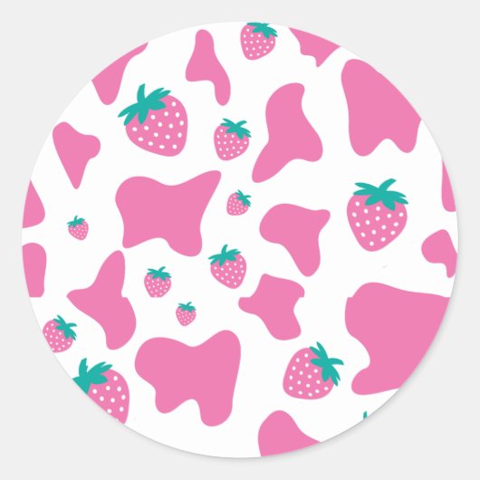 Sticker Rond Vache fraise (Devant)