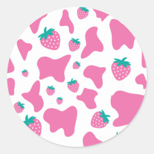 Sticker Rond Vache fraise