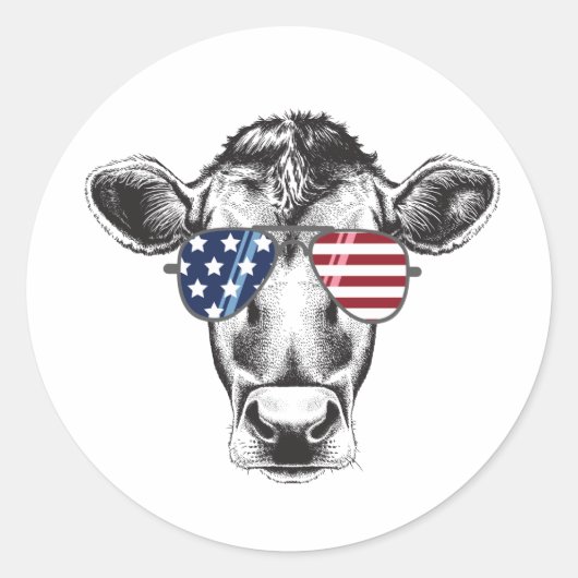 Sticker Rond Vache huppée américaine (Devant)