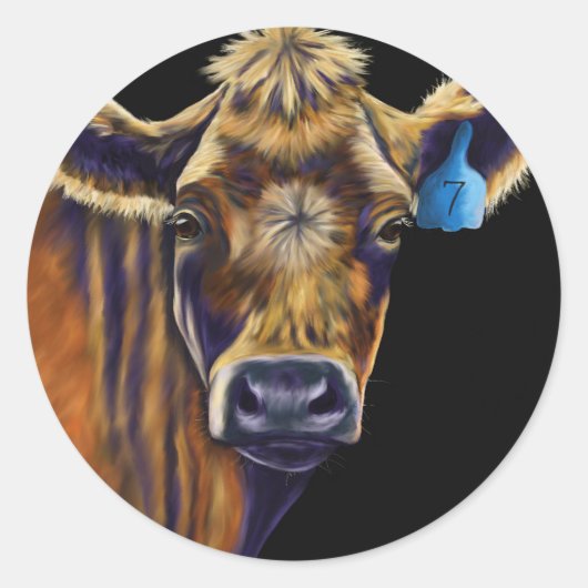 Sticker Rond Vache - Lucky Nombre Sept (Devant)