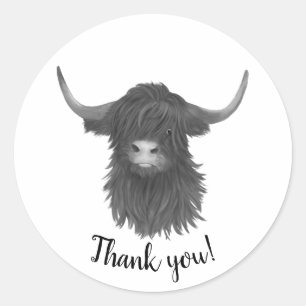 Sticker Rond Vache Merci Highland
