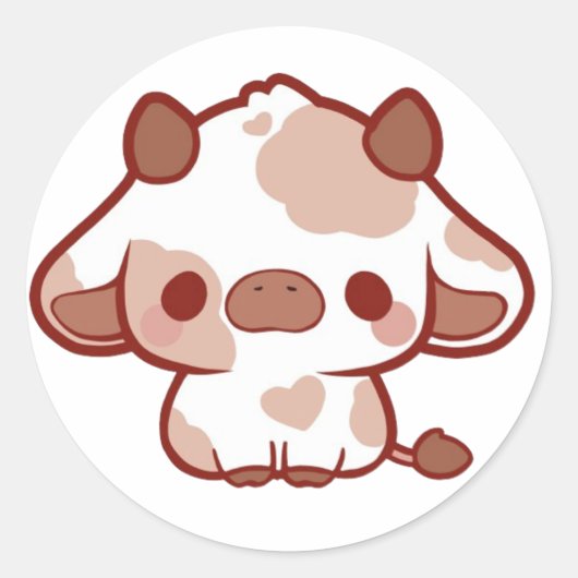 Sticker Rond Vache mignonne (Devant)