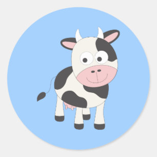 Sticker Rond Vache mignonne