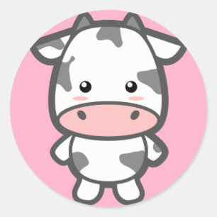 Sticker Rond Vache mignonne