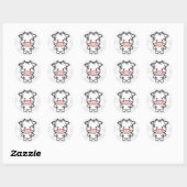 Sticker Rond Vache mignonne (Feuille)