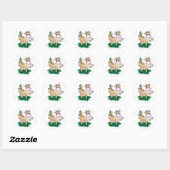 Sticker Rond Vache mignonne et papillon (Feuille)